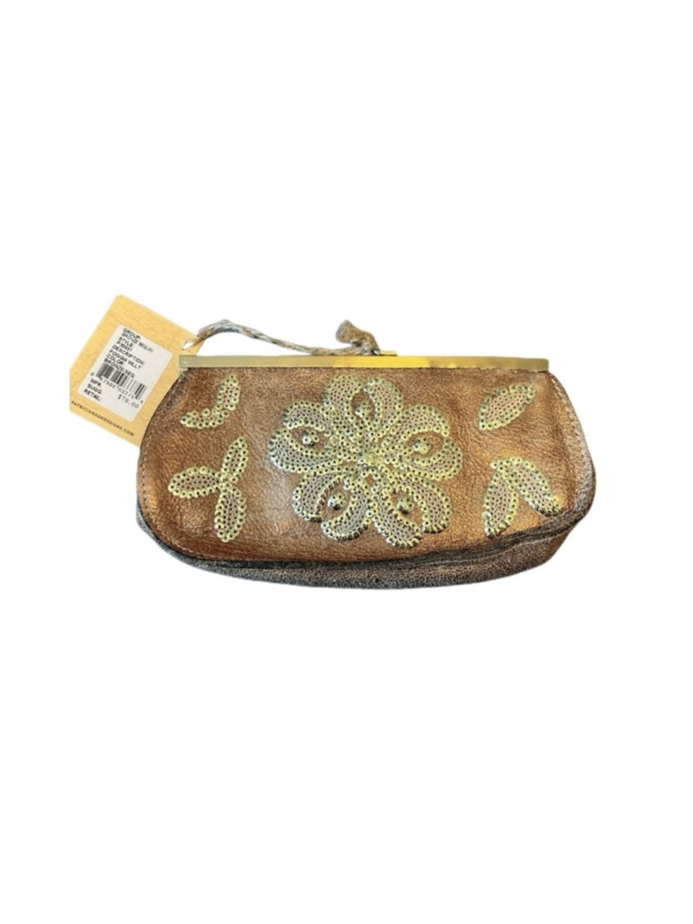 Patricia Nash Leather Clutch Wallet Quiet Luxury Wedding Guest Gold Sequins